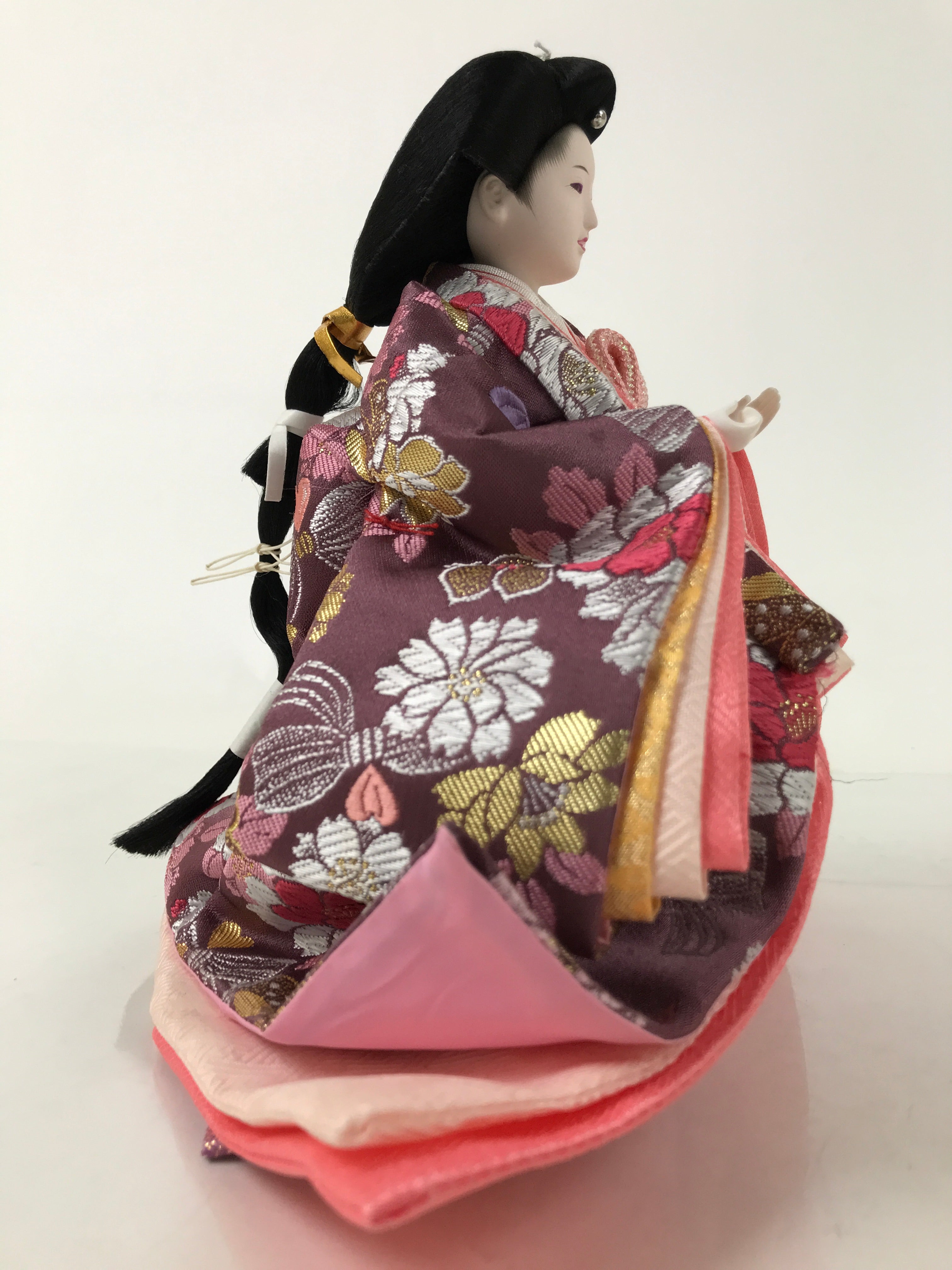 Japanese Hina Doll Ningyo Court Lady Vtg Girl's Day Ohinasama Silk Pink ID606