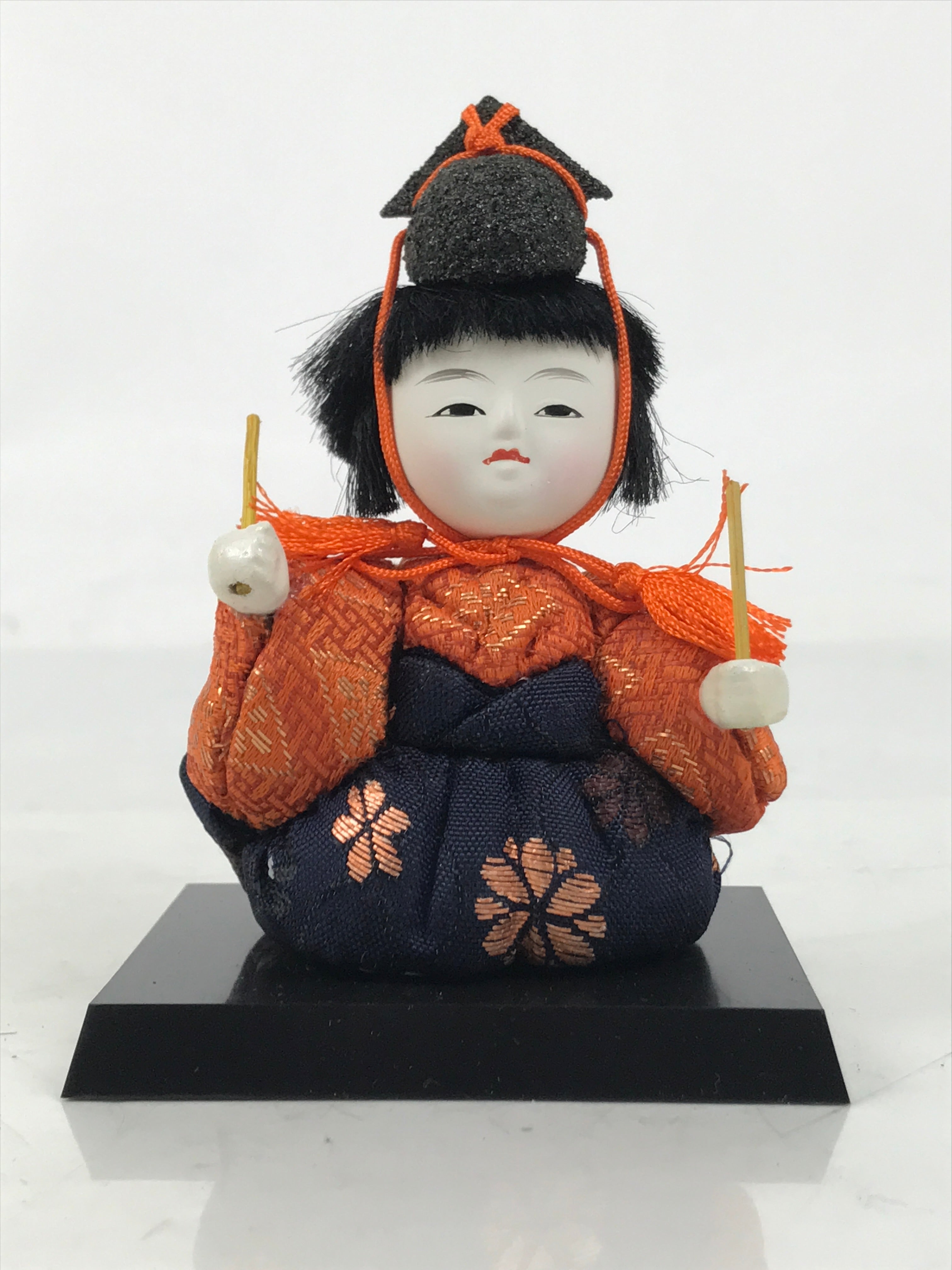 Japanese Hina Doll Ningyo Court Musician Drum Vtg Girls Day Silk Kimekomi ID638