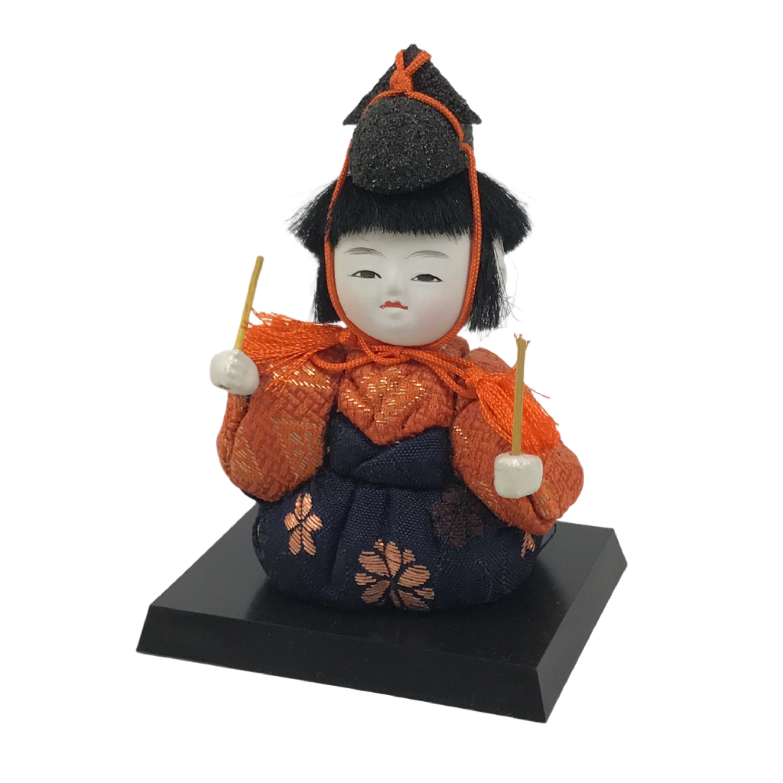 Japanese Hina Doll Ningyo Court Musician Drum Vtg Girls Day Silk Kimekomi ID638