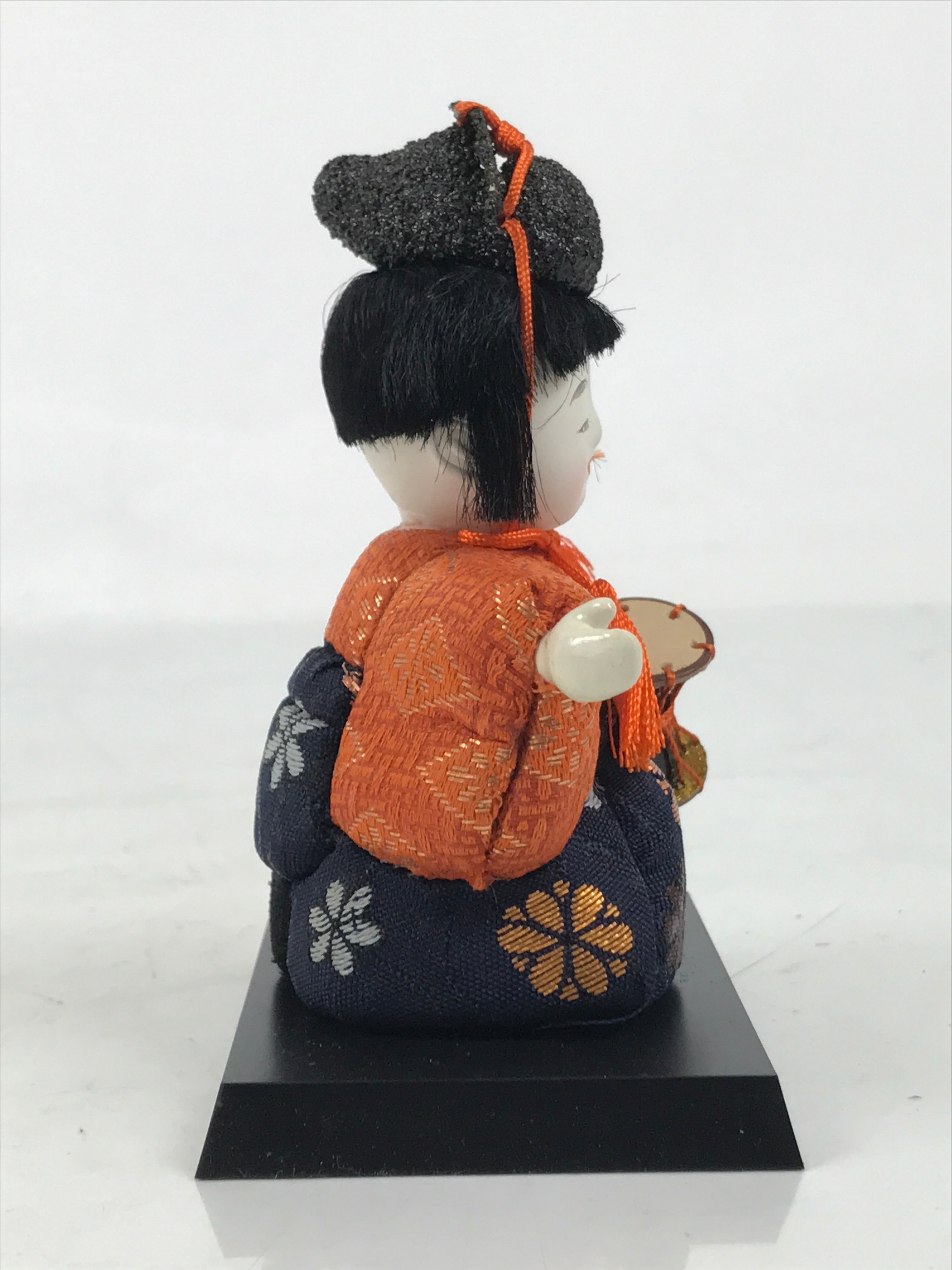 Japanese Hina Doll Ningyo Court Musician Drum Vtg Girls Day Silk Kimekomi ID639