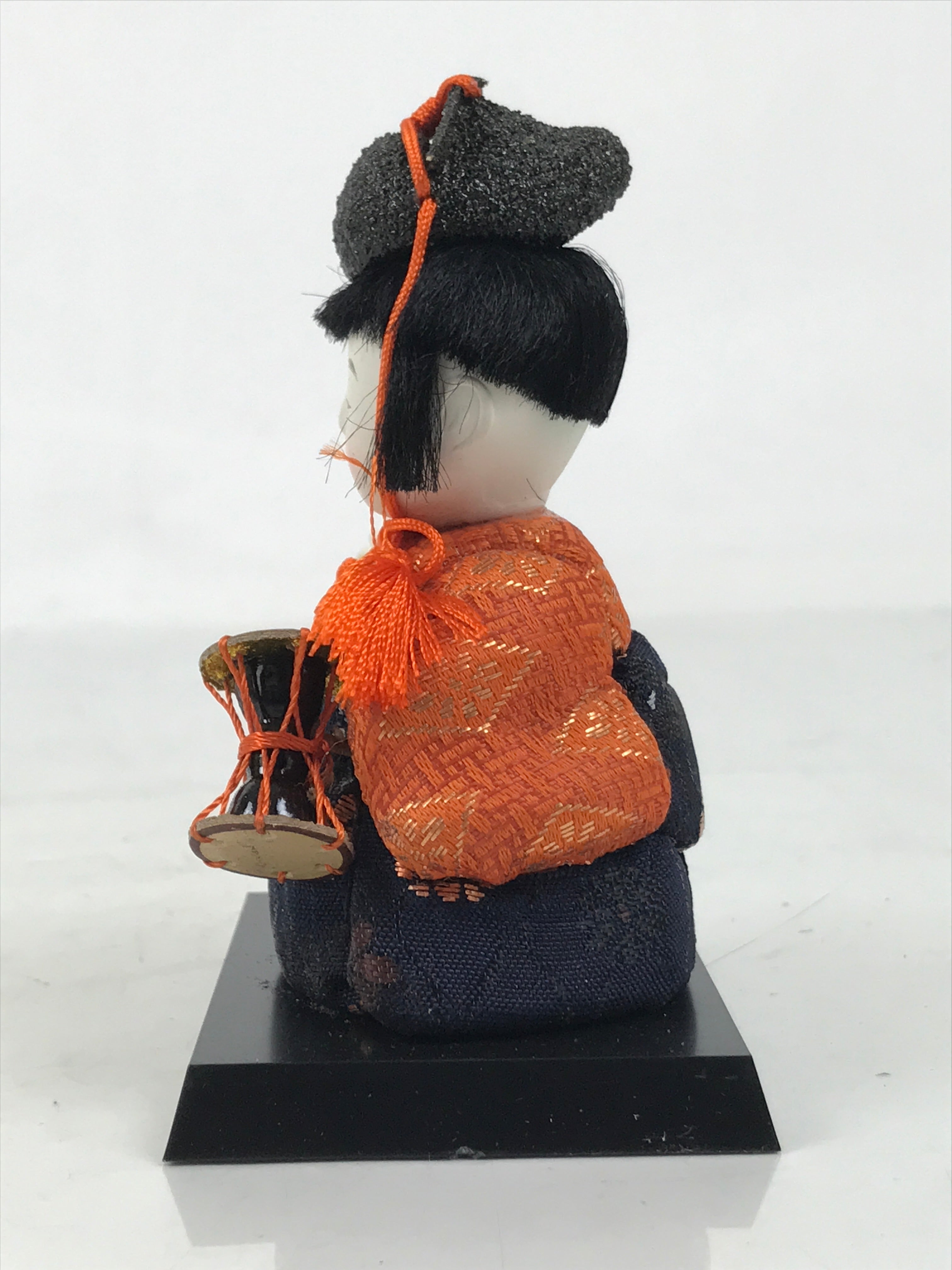 Japanese Hina Doll Ningyo Court Musician Drum Vtg Girls Day Silk Kimekomi ID639