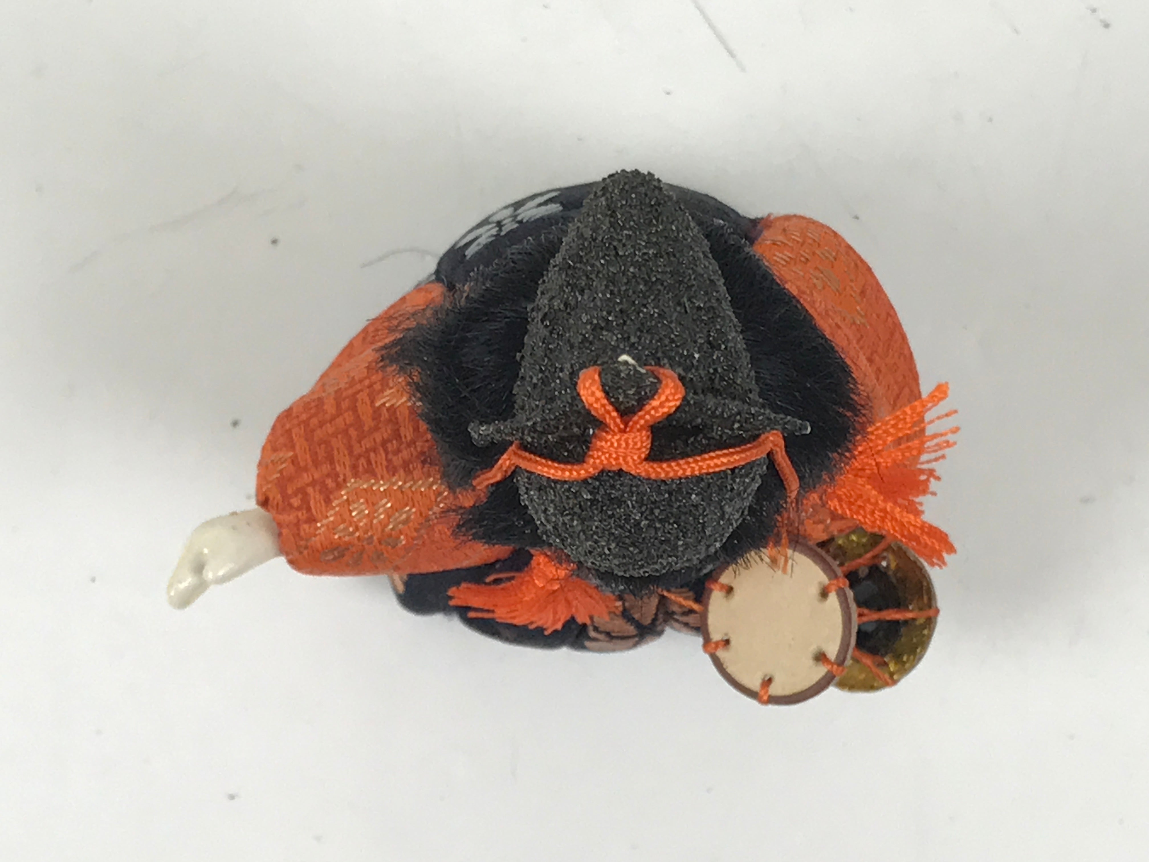 Japanese Hina Doll Ningyo Court Musician Drum Vtg Girls Day Silk Kimekomi ID639