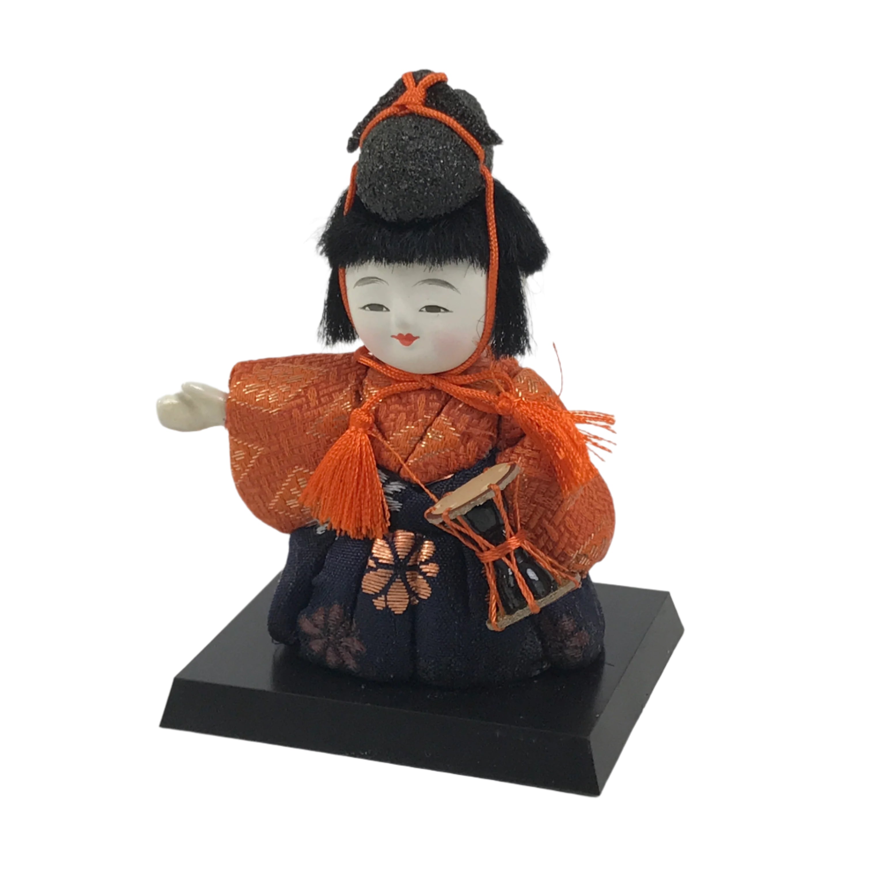 Japanese Hina Doll Ningyo Court Musician Drum Vtg Girls Day Silk Kimekomi ID639