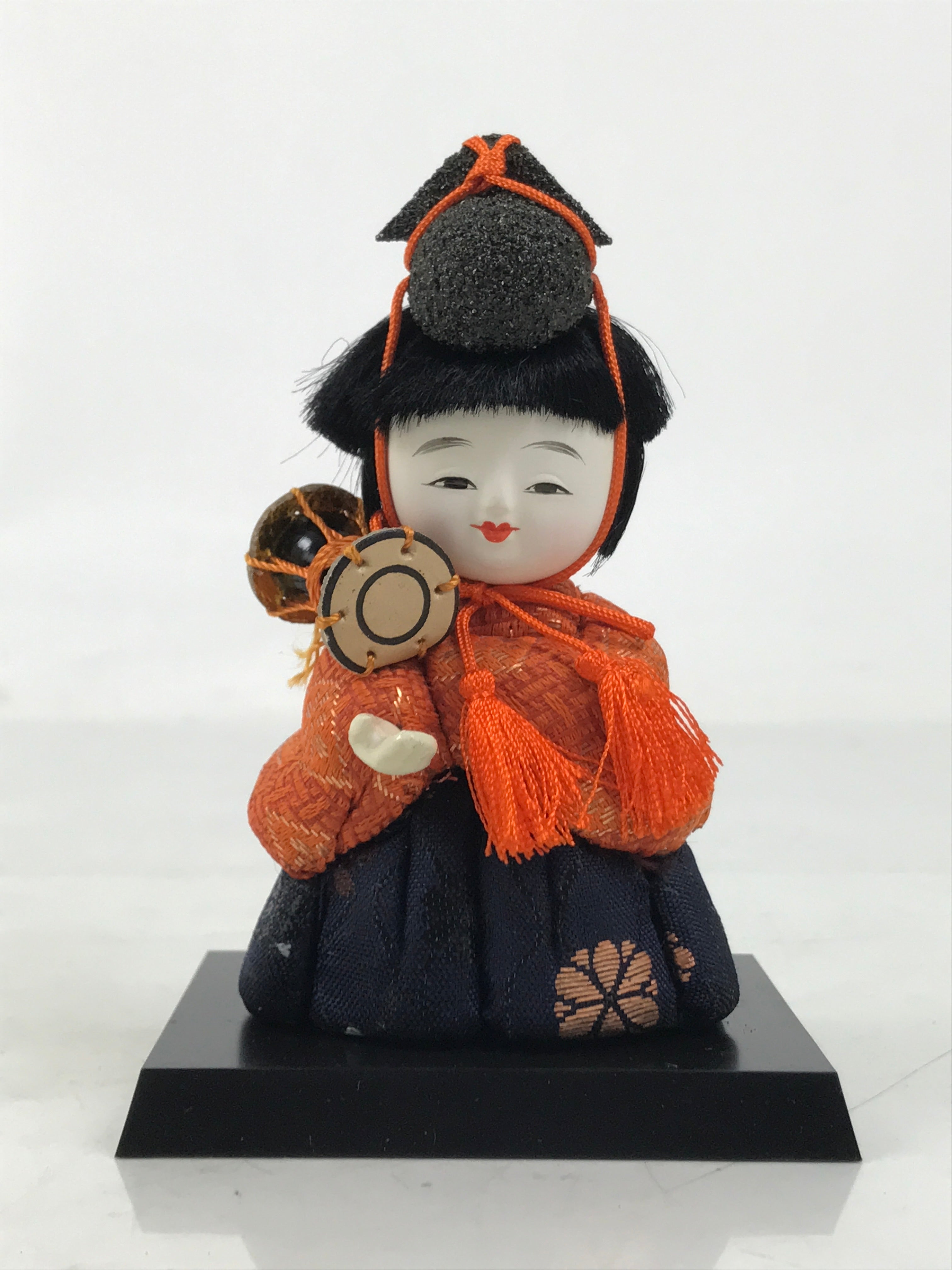 Japanese Hina Doll Ningyo Court Musician Drum Vtg Girls Day Silk Kimekomi ID640