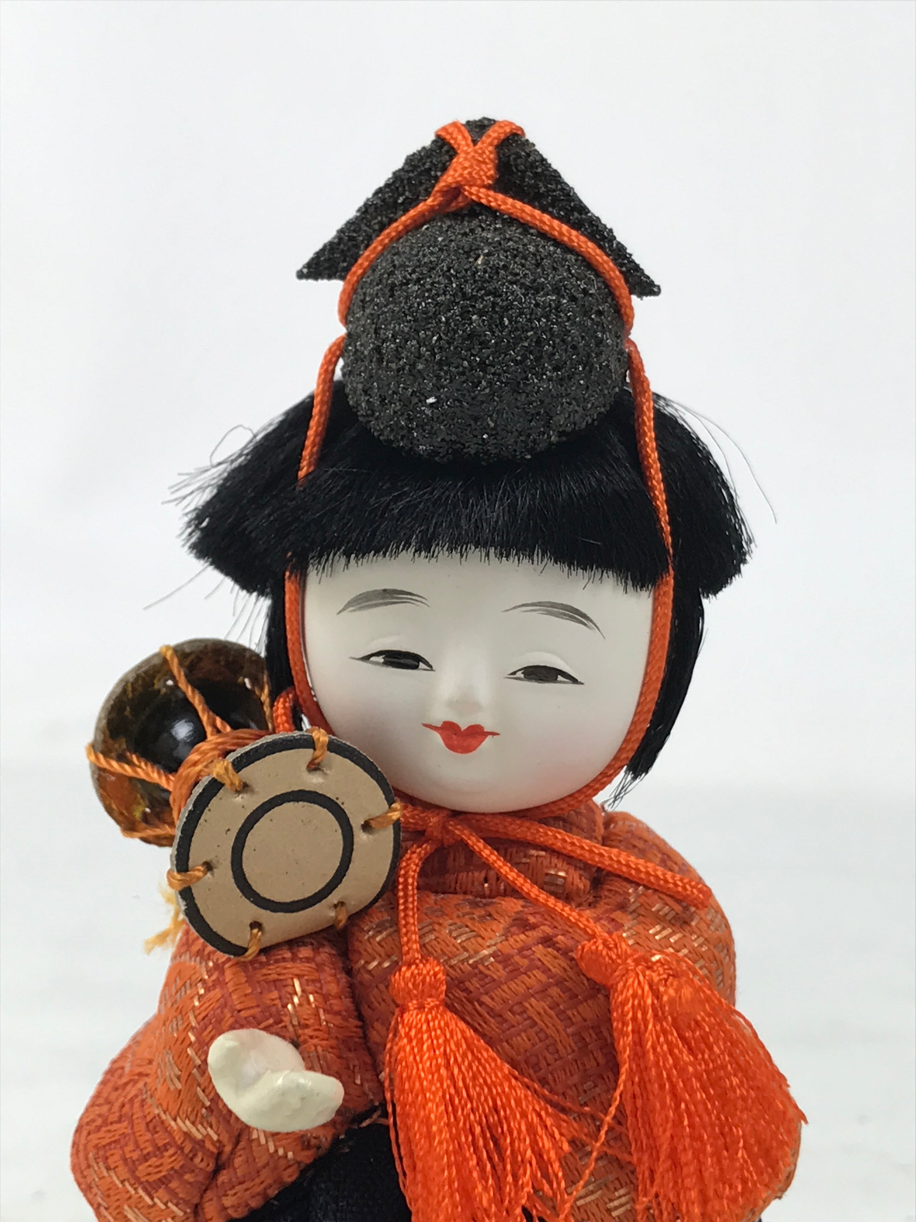 Japanese Hina Doll Ningyo Court Musician Drum Vtg Girls Day Silk Kimekomi ID640