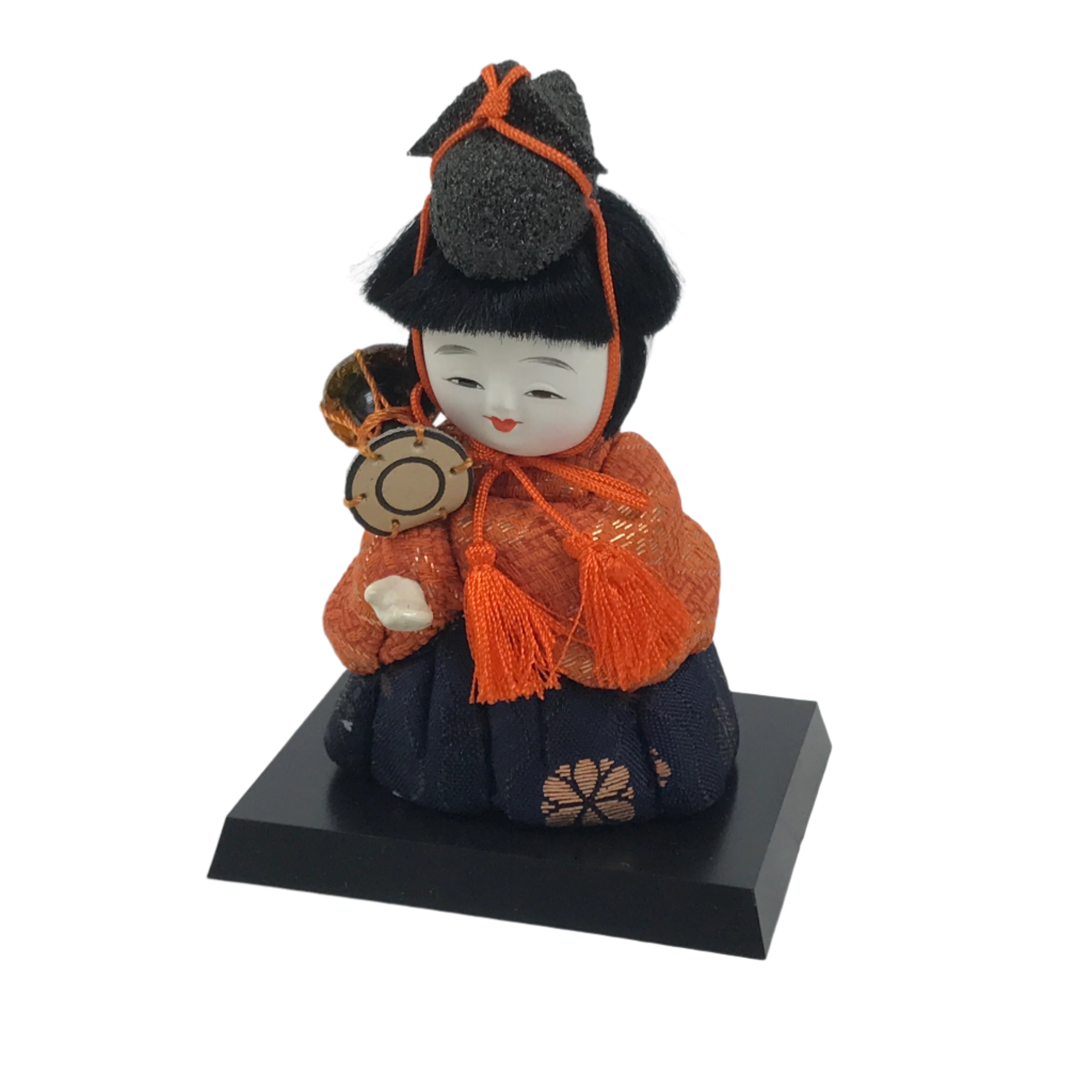 Japanese Hina Doll Ningyo Court Musician Drum Vtg Girls Day Silk Kimekomi ID640