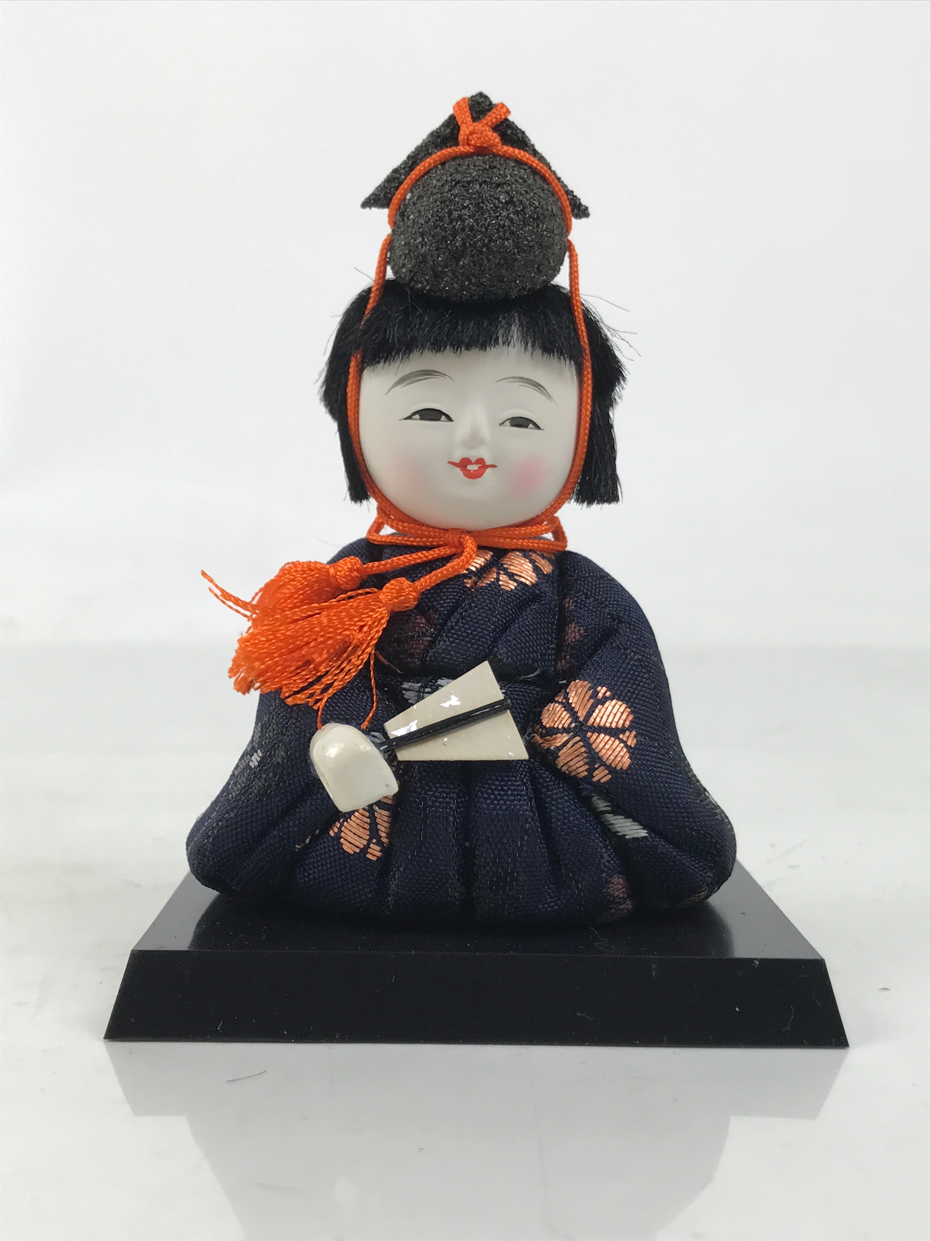 Japanese Hina Doll Ningyo Court Musician Fan Vtg Girls Day Silk Kimekomi ID642