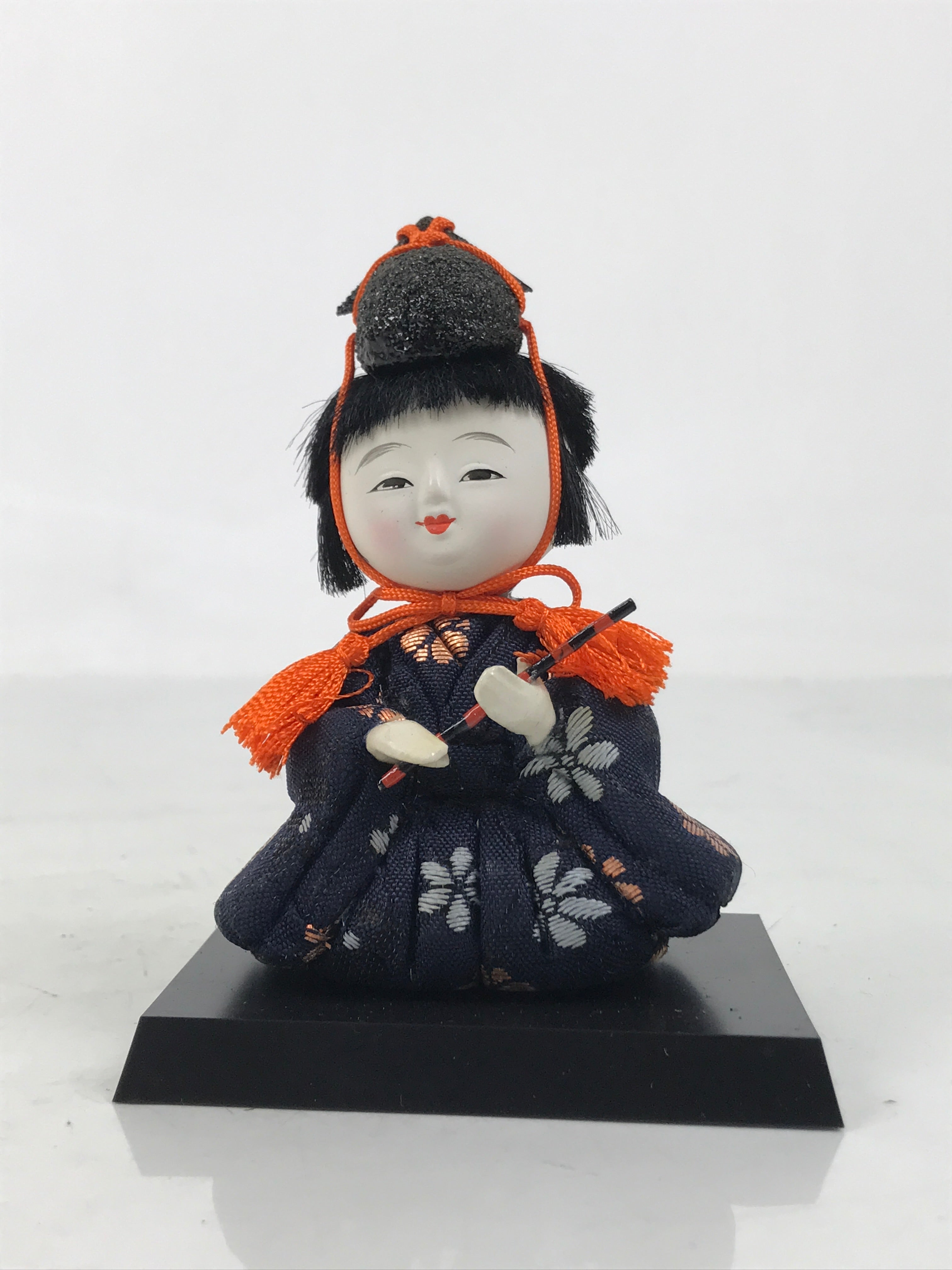 Japanese Hina Doll Ningyo Court Musician Flute Vtg Girls Day Silk Kimekomi ID641