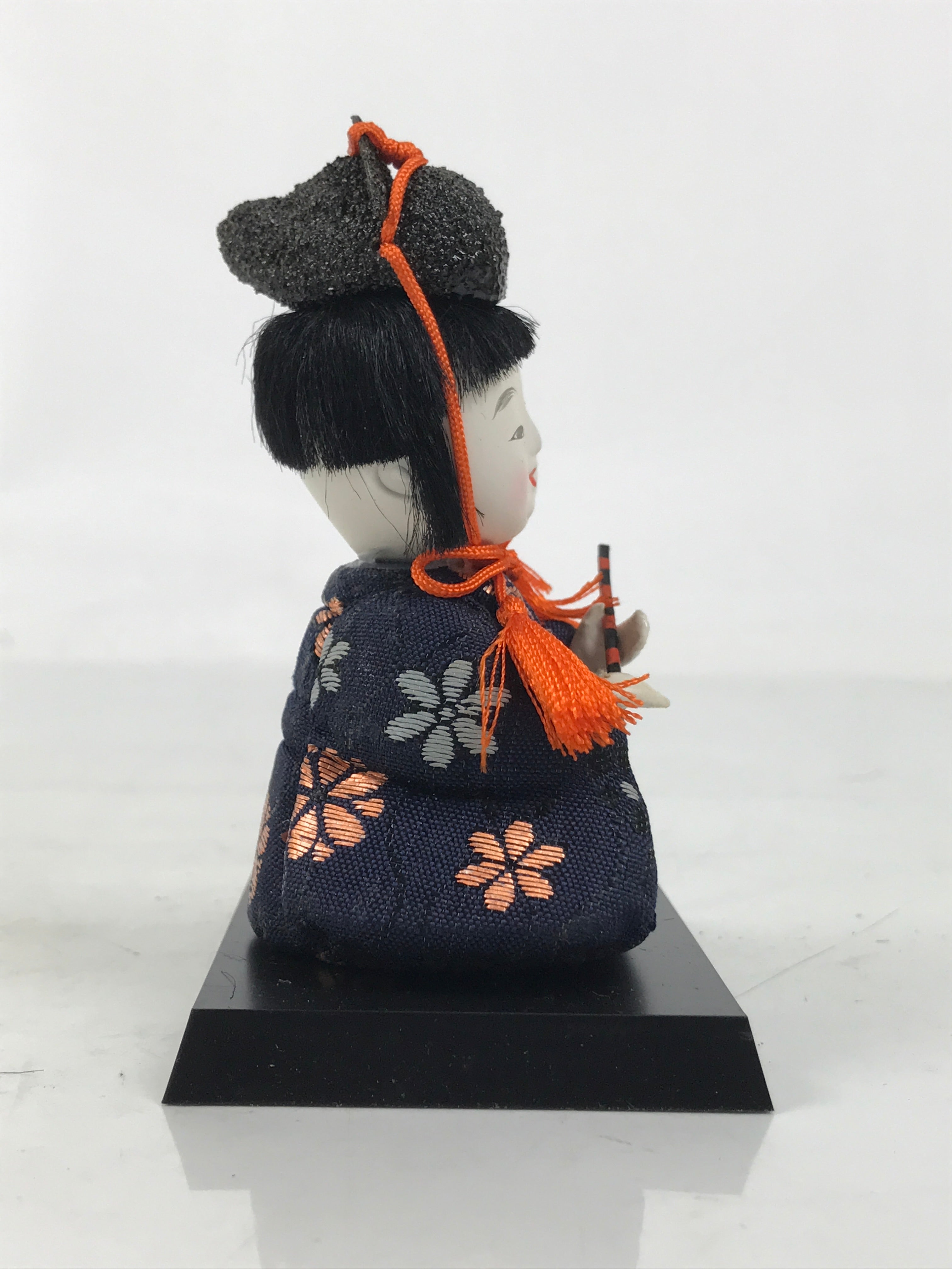 Japanese Hina Doll Ningyo Court Musician Flute Vtg Girls Day Silk Kimekomi ID641