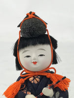 Japanese Hina Doll Ningyo Court Musician Flute Vtg Girls Day Silk Kimekomi ID641
