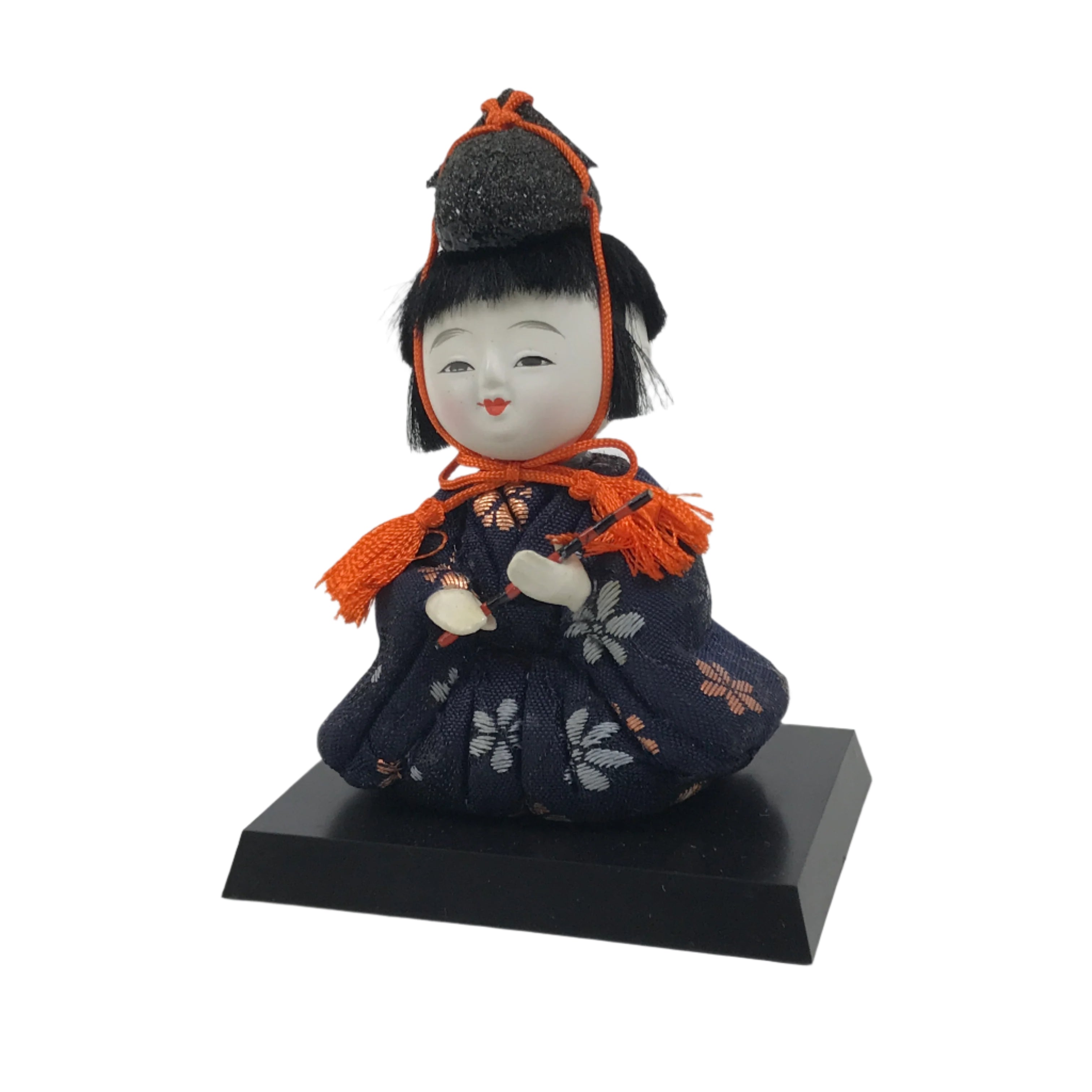 Japanese Hina Doll Ningyo Court Musician Flute Vtg Girls Day Silk Kimekomi ID641