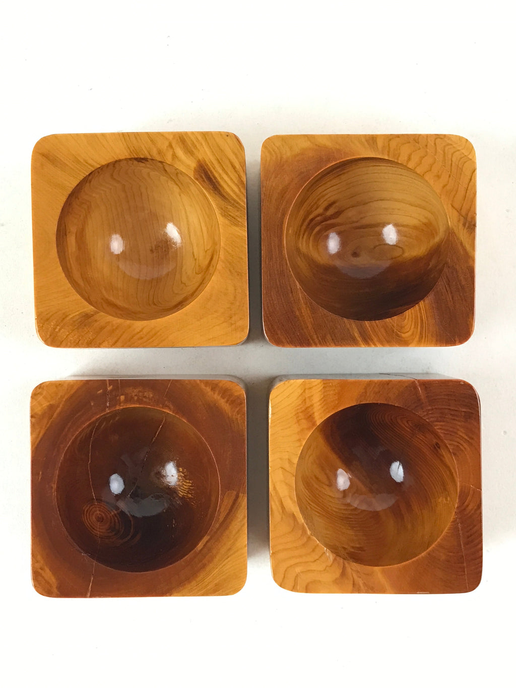 Japanese Hinoki Wood Sake Cup 5P Set Vtg Guinomi Hinoki Handcrafted G100