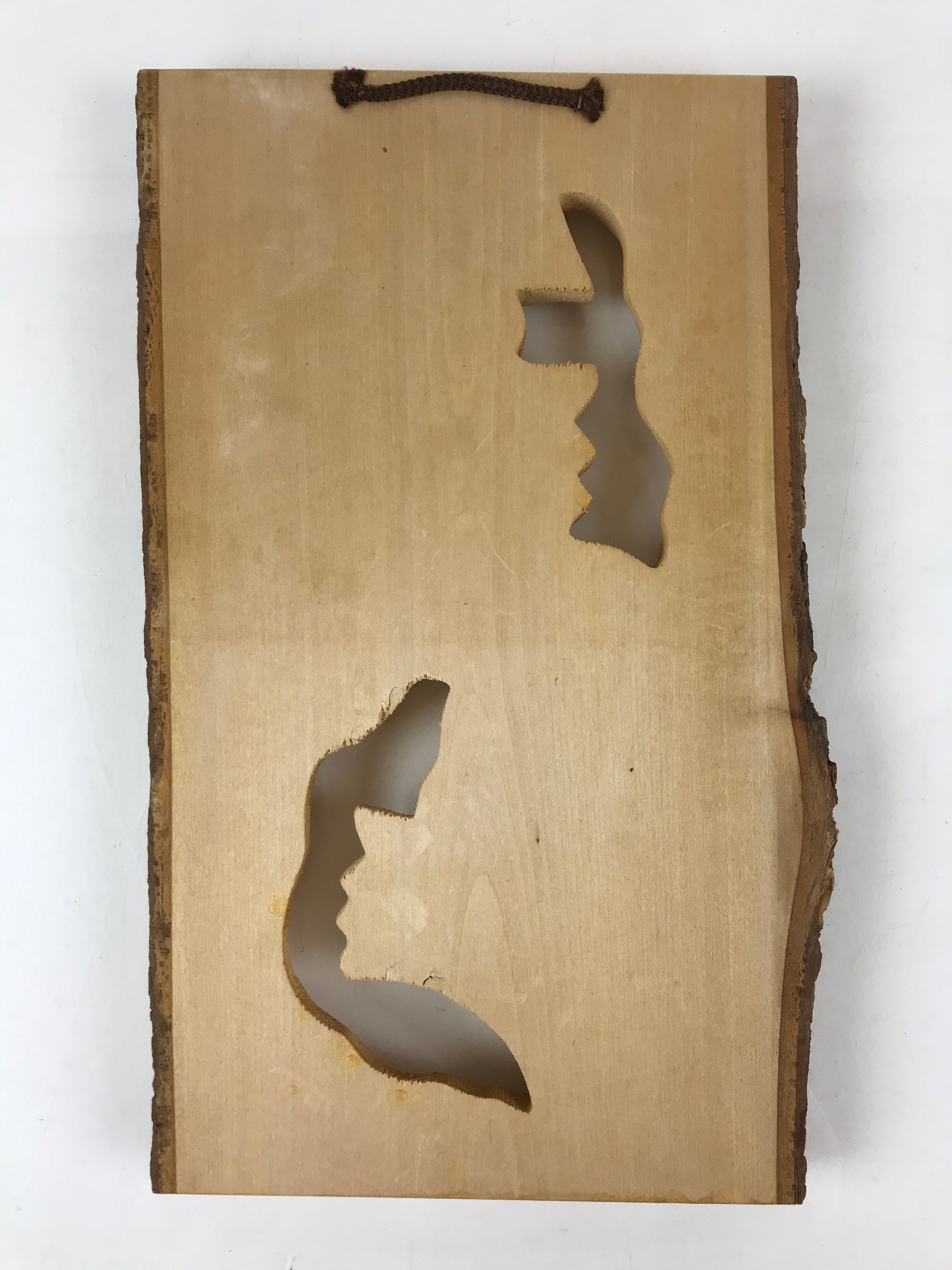 Japanese Hokkaido Ainu Wood Carved Wall Decoration Vtg Man And Woman AB102
