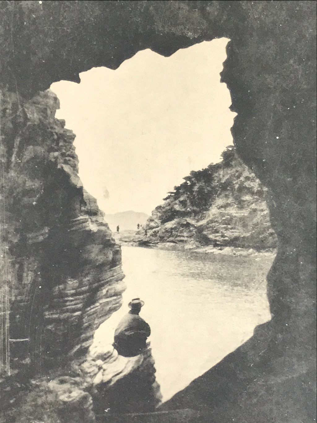Japanese Horaiiwa Rock Postcard Vtg Wakayama Souvenir Paper Black White P416
