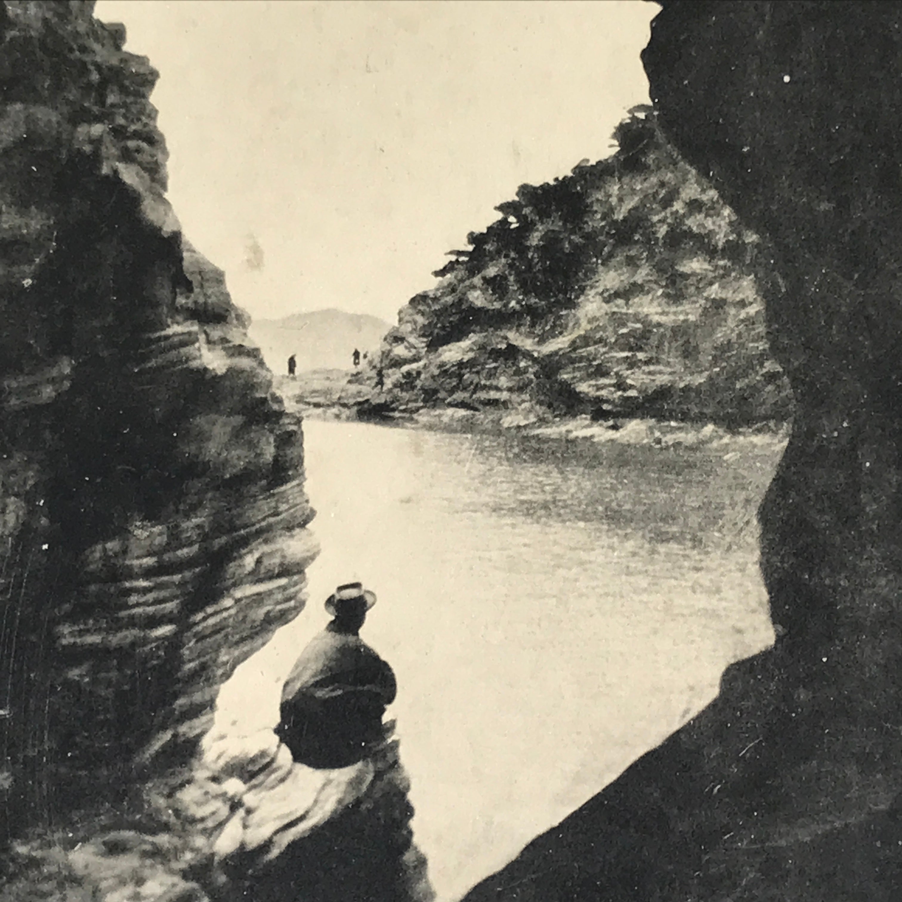Japanese Horaiiwa Rock Postcard Vtg Wakayama Souvenir Paper Black White P416