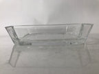 Japanese Hoya Glass Serving Dish Vtg Square Clear White Flowers Y250