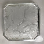 Japanese Hoya Glass Serving Dish Vtg Square Clear White Flowers Y250