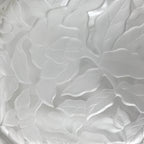 Japanese Hoya Glass Serving Dish Vtg Square Clear White Flowers Y250