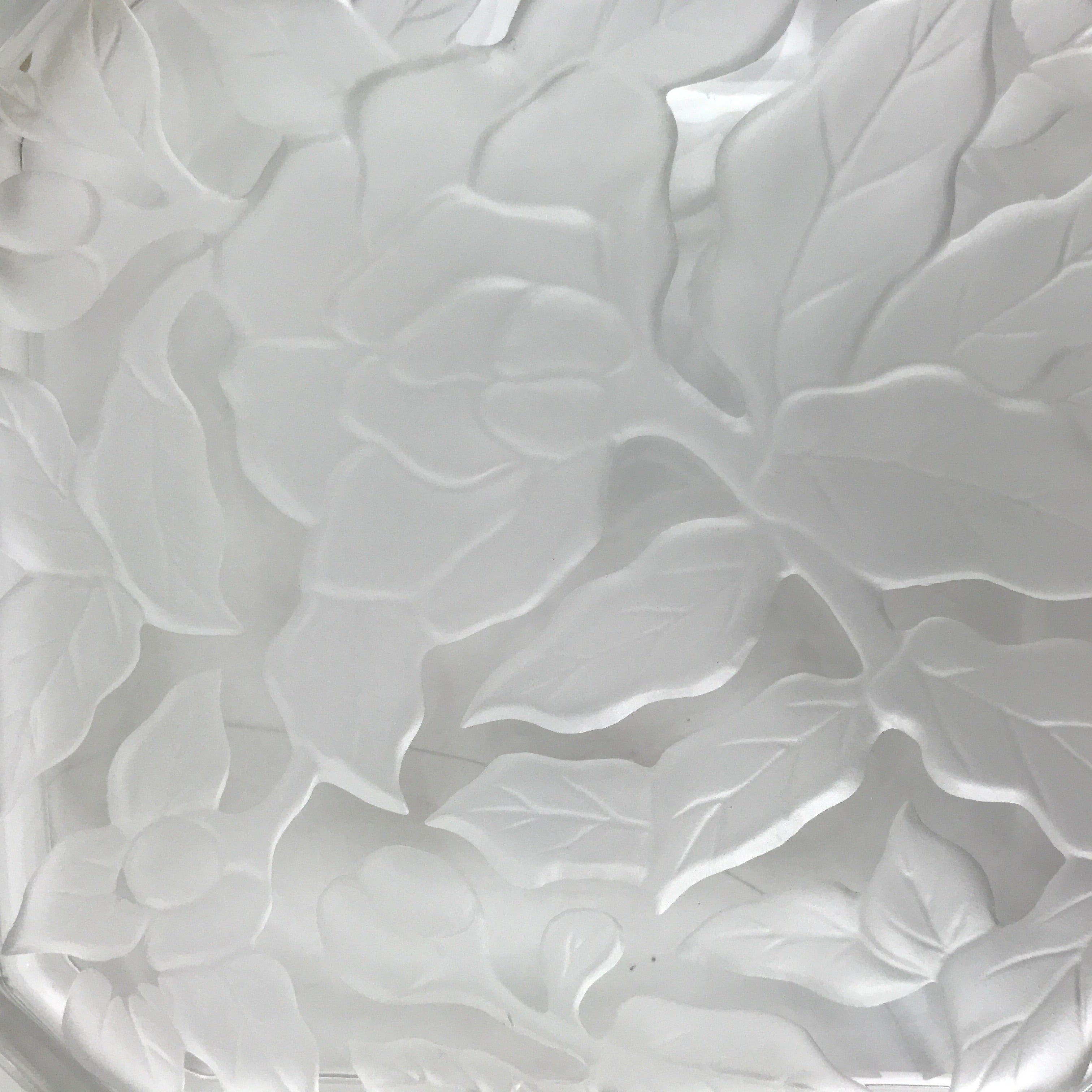 Japanese Hoya Glass Serving Dish Vtg Square Clear White Flowers Y250