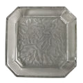 Japanese Hoya Glass Serving Dish Vtg Square Clear White Flowers Y250