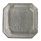 Japanese Hoya Glass Serving Dish Vtg Square Clear White Flowers Y250