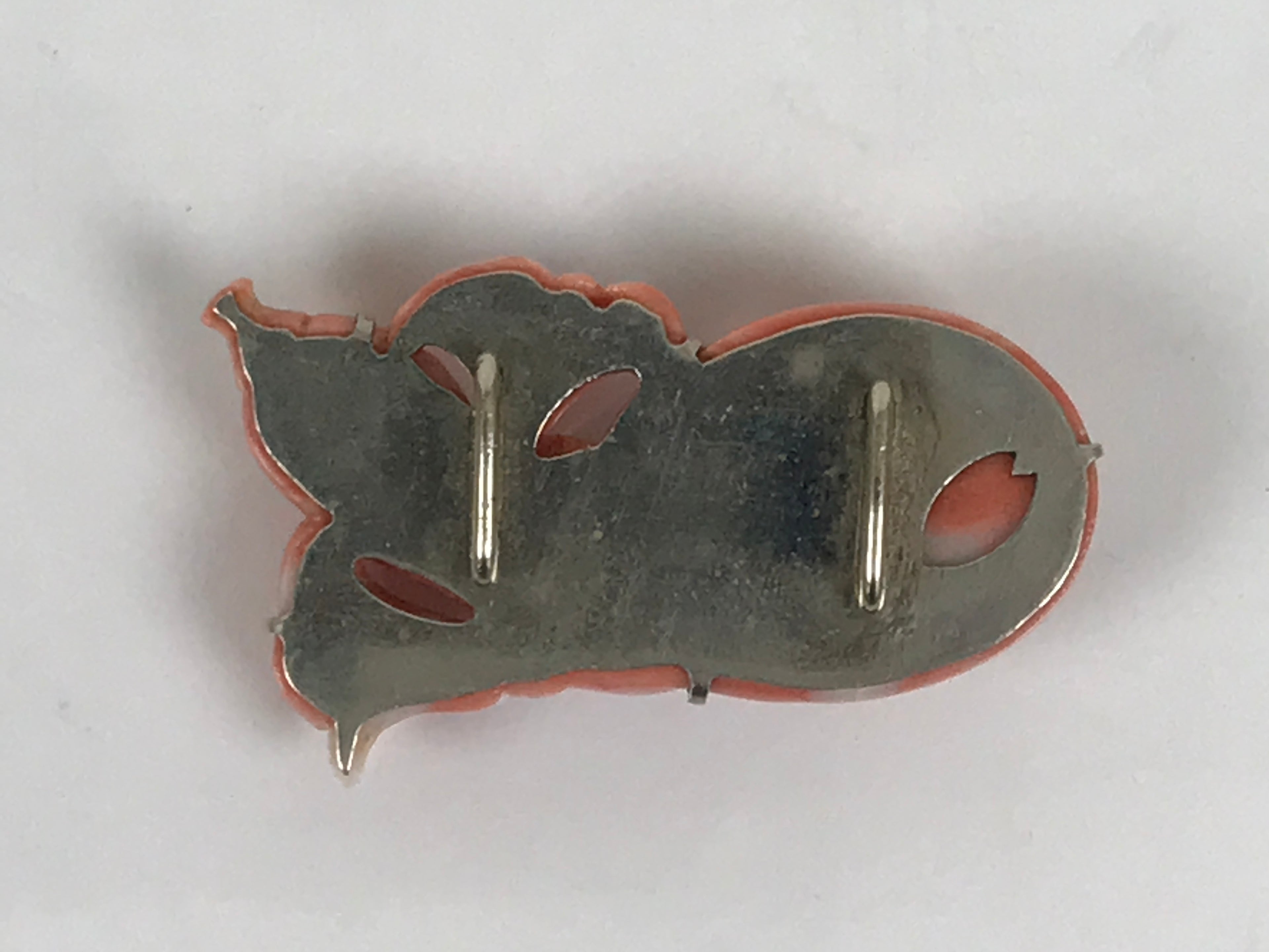 Japanese Hyotan Gourd Obidome Vtg Netsuke Brooch Sango Pink Coral Boxed SP4