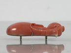 Japanese Hyotan Gourd Obidome Vtg Netsuke Brooch Sango Pink Coral Boxed SP4