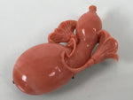 Japanese Hyotan Gourd Obidome Vtg Netsuke Brooch Sango Pink Coral Boxed SP4