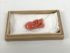 Japanese Hyotan Gourd Obidome Vtg Netsuke Brooch Sango Pink Coral Boxed SP4