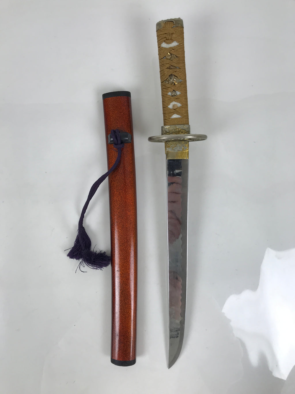 Japanese Imitation Metal Toy Sword Samurai Tanto Katana Nashiji Lacquer JK941