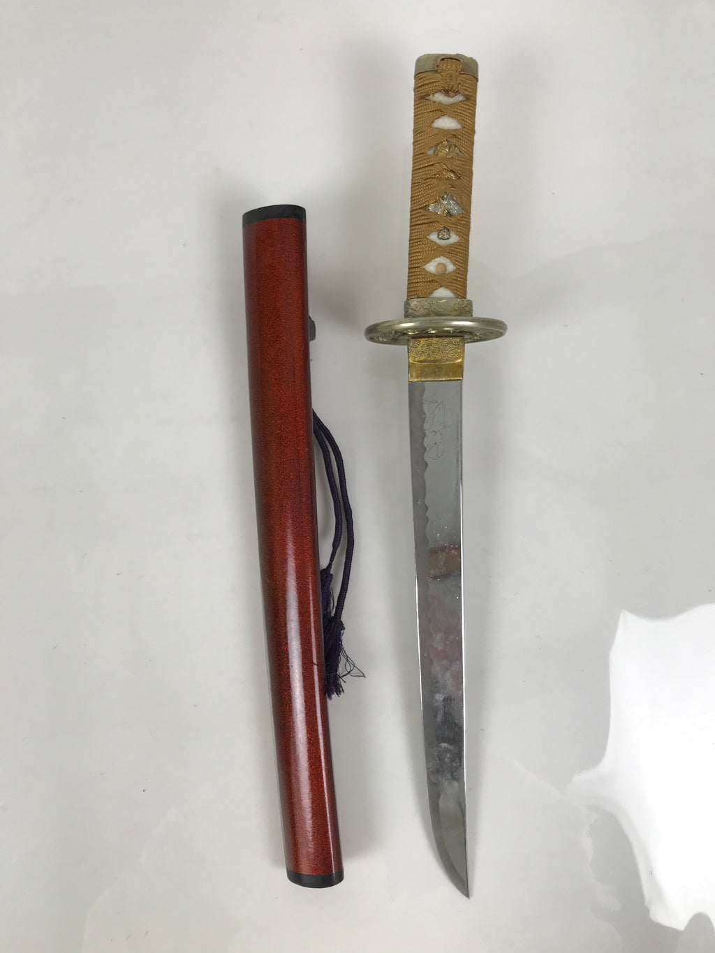 Japanese Imitation Metal Toy Sword Samurai Tanto Katana Nashiji Lacquer JK941