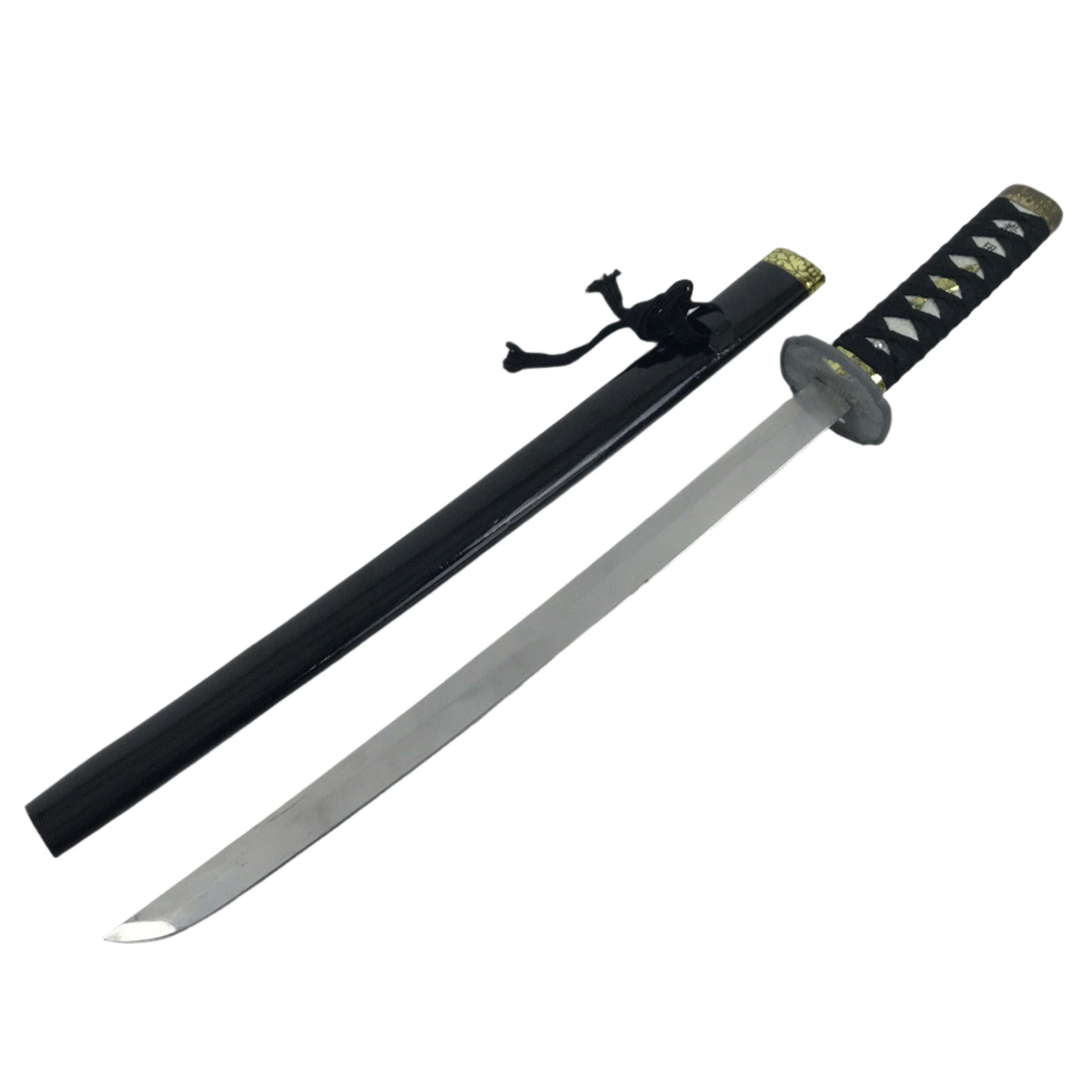 Japanese Imitation Metal Toy Sword Vtg Chisa Katana Wakizashi Black Gold JK780