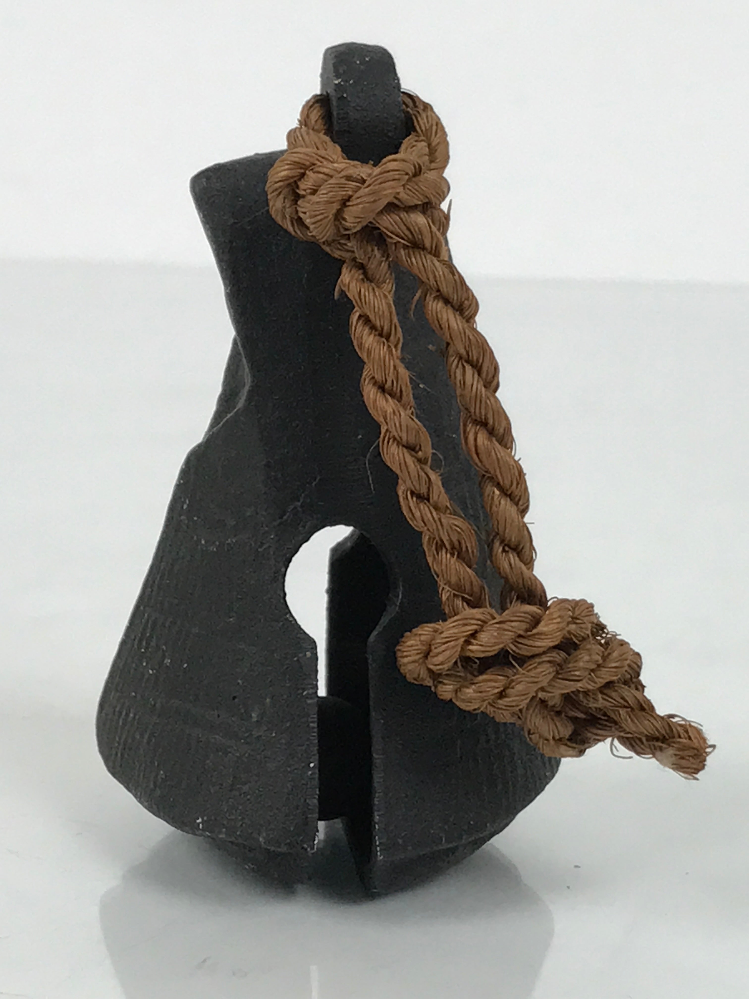 Japanese Iron Bell Dorei Mino Tetsurin Suzu Vtg Amulet Black Brown Twine DR621