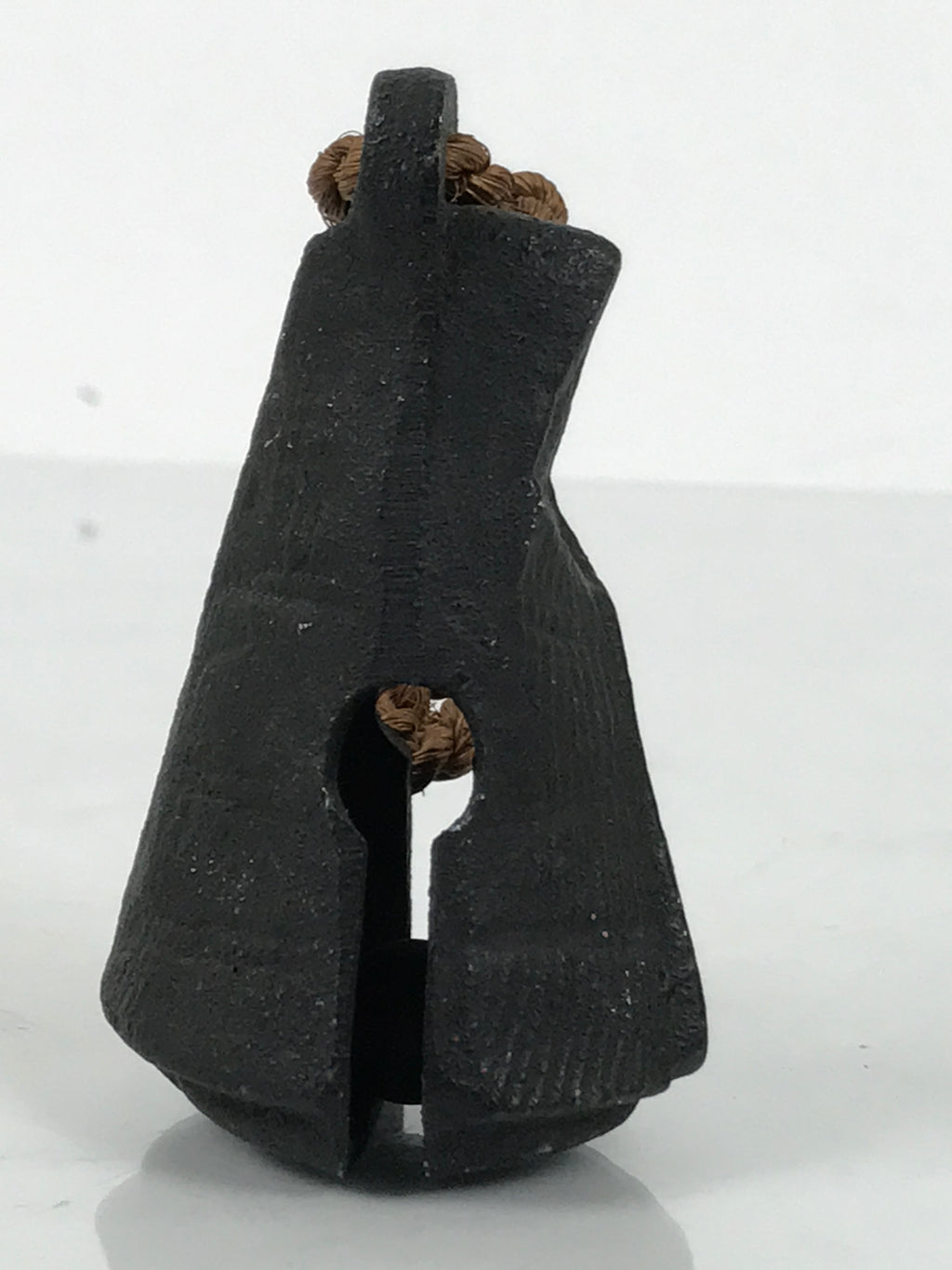 Japanese Iron Bell Dorei Mino Tetsurin Suzu Vtg Amulet Black Brown Twine DR621