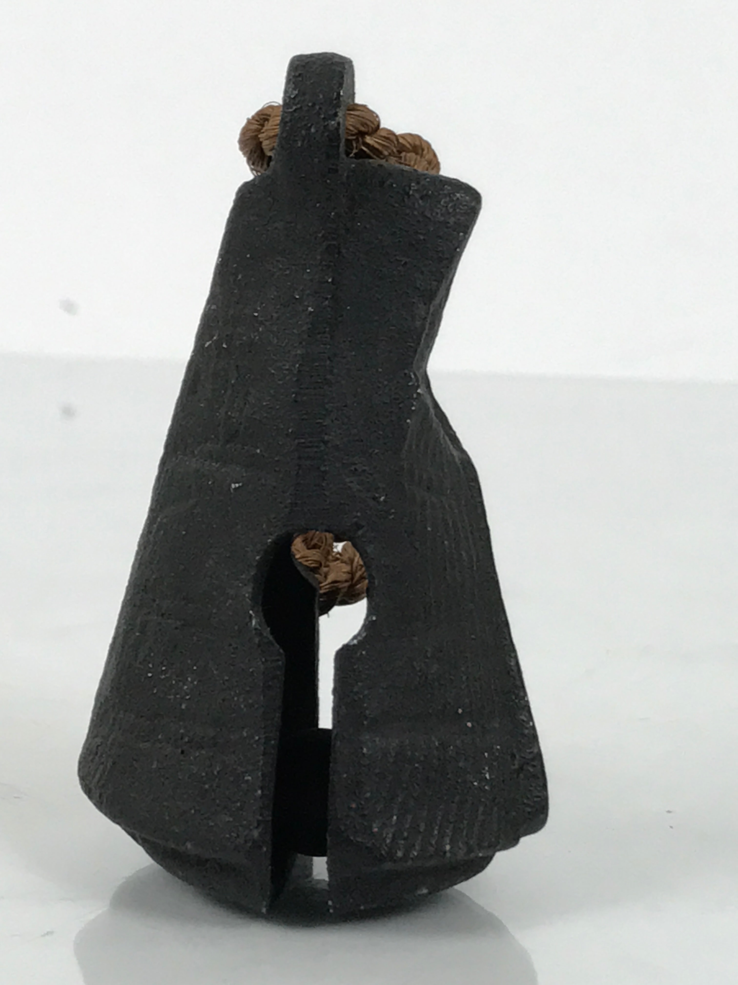 Japanese Iron Bell Dorei Mino Tetsurin Suzu Vtg Amulet Black Brown Twine DR621