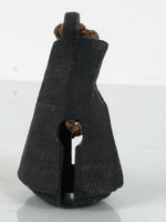 Japanese Iron Bell Dorei Mino Tetsurin Suzu Vtg Amulet Black Brown Twine DR621