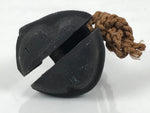 Japanese Iron Bell Dorei Mino Tetsurin Suzu Vtg Amulet Black Brown Twine DR621