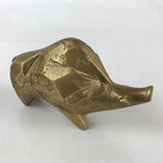 Japanese Iron Engraving Statue Zodiac Boar Vtg Sotaro Saegusa Metal Gold BD890