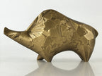 Japanese Iron Engraving Statue Zodiac Boar Vtg Sotaro Saegusa Metal Gold BD890