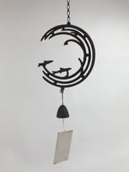 Japanese Iron Furin Wind Chime Tetsurin Vtg Bell Chain Ocean Waves Fish DR529