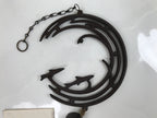 Japanese Iron Furin Wind Chime Tetsurin Vtg Bell Chain Ocean Waves Fish DR529