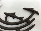 Japanese Iron Furin Wind Chime Tetsurin Vtg Bell Chain Ocean Waves Fish DR529