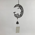 Japanese Iron Furin Wind Chime Tetsurin Vtg Bell Chain Ocean Waves Fish DR529