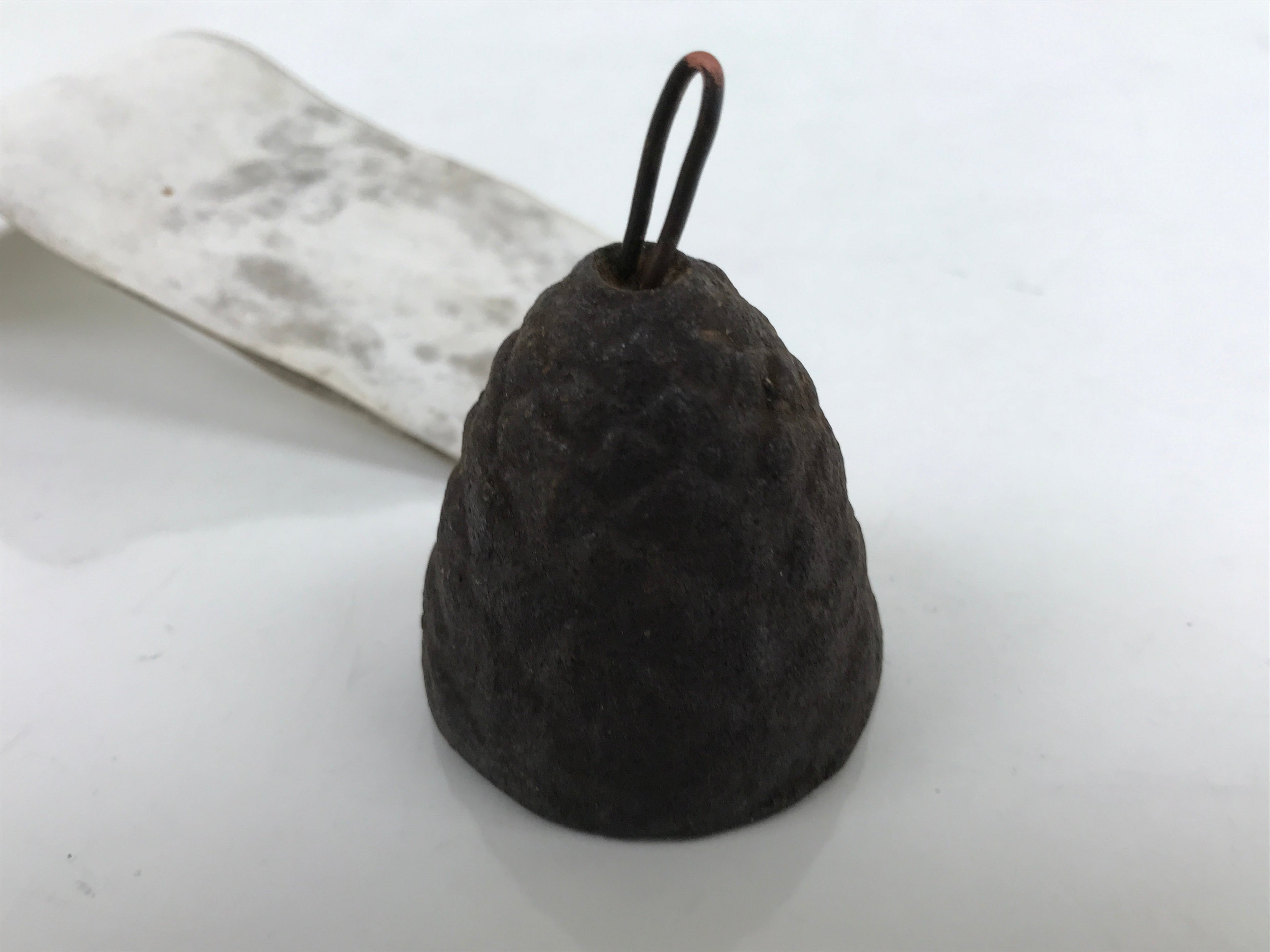Japanese Iron Furin Wind Chime Tetsurin Vtg Bell Moon Lantern Paper Amulet DR525