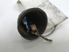 Japanese Iron Furin Wind Chime Tetsurin Vtg Bell Moon Lantern Paper Amulet DR525