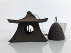 Japanese Iron Furin Wind Chime Tetsurin Vtg Bell Moon Lantern Paper Amulet DR525