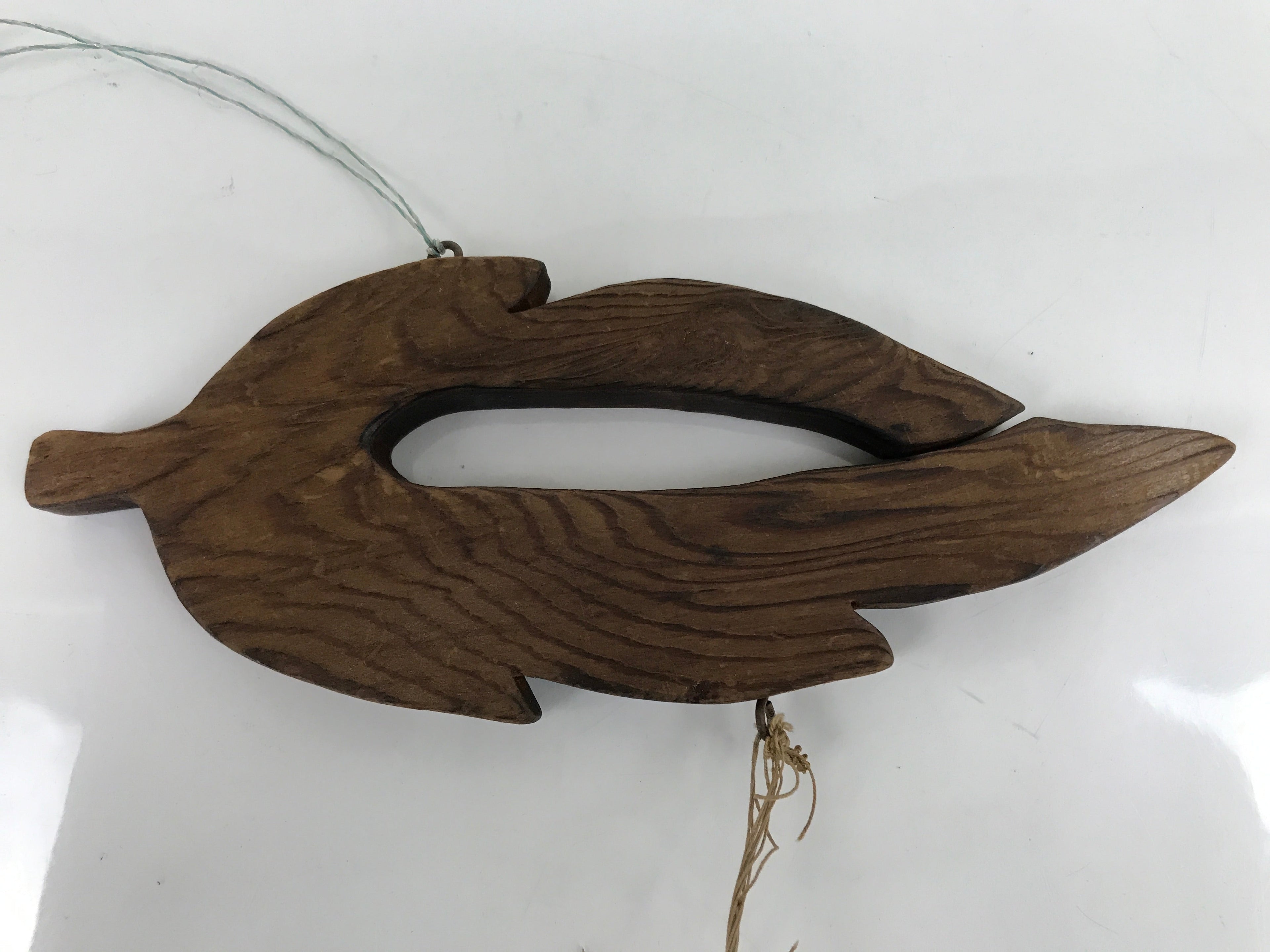 Japanese Iron Furin Wind Chime Tetsurin Vtg Bell Wooden Feather Charm DR528
