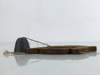 Japanese Iron Furin Wind Chime Tetsurin Vtg Bell Wooden Feather Charm DR528