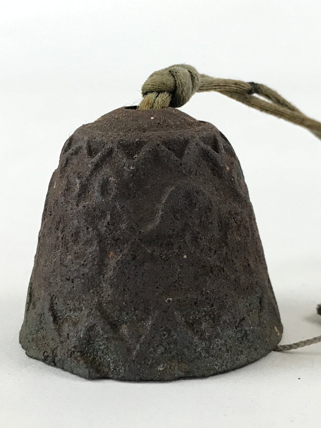 Japanese Iron Furin Wind Chime Tetsurin Vtg Crab Brown String Paper DR489