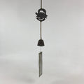 Japanese Iron Furin Wind Chime Tetsurin Vtg Crab Brown String Paper DR489